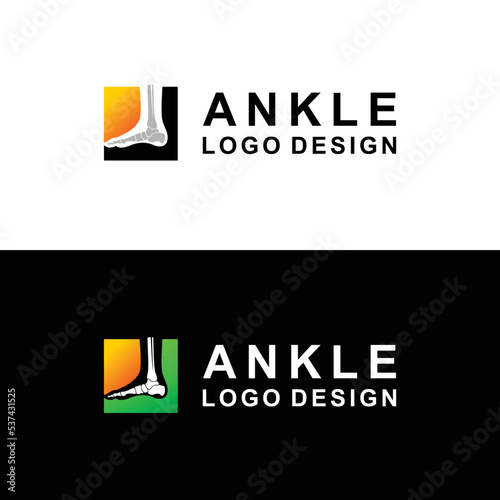 Ankle care logo with square concept