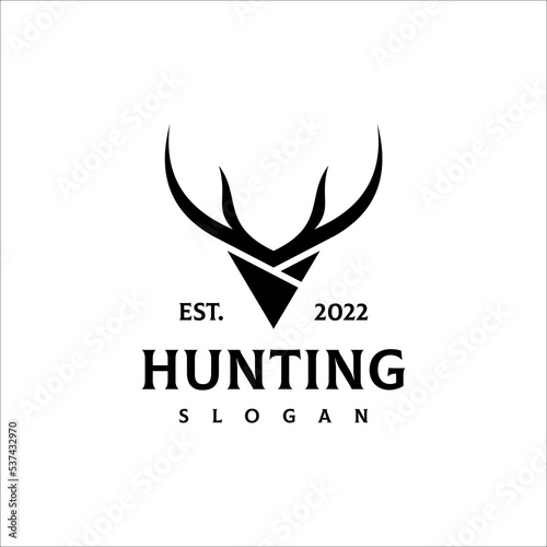 Deer head hunting logo design vector