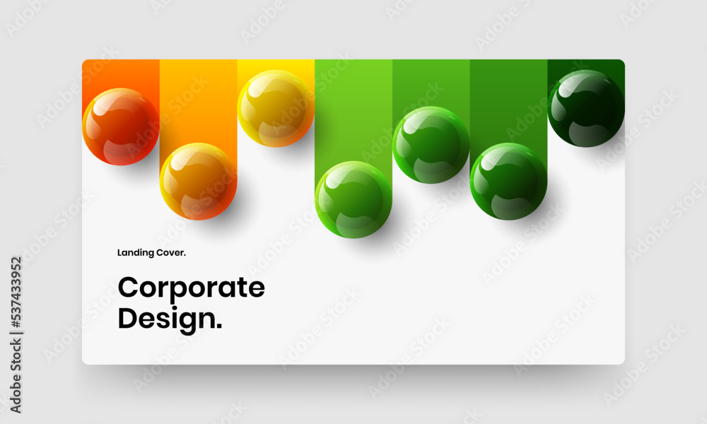 Modern 3D spheres corporate brochure concept. Fresh website screen vector design illustration.