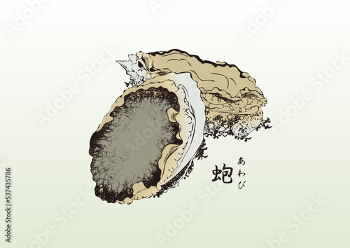 鮑,あわび,アワビ,刺身,食材,食べ物,シーフード,居酒屋,飲食,飲食店,寿司,Abalone, Sashimi, Ingredients, Food, Seafood, Izakaya, Restaurant, Restaurant, Sushi,浮世絵,錦絵,日本画,ukiyoe,nihonga