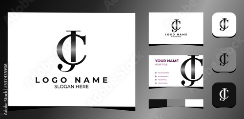 Template Logo Creative Initial Letter J and C silver color. Creative Template with color pallet, visual branding, business card and icon.