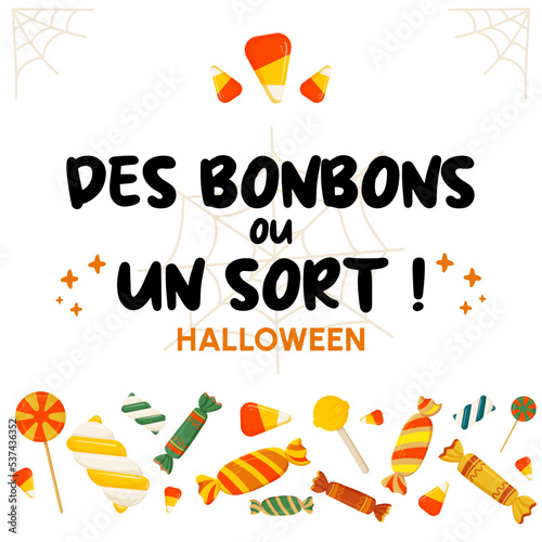 Fête d'Halloween - Des bonbons ou un sort ! Illustrations de sucreries 
