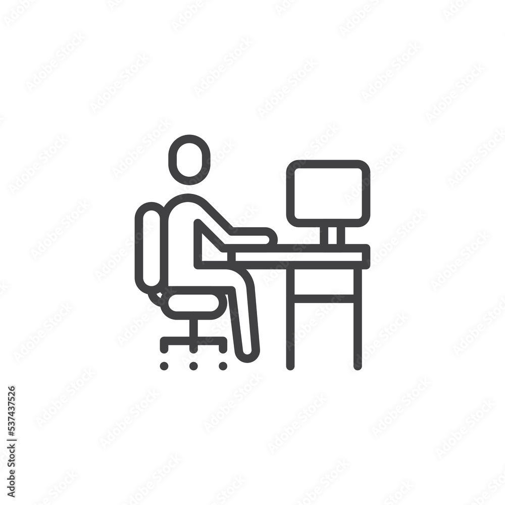 Working at home line icon Working at home line icon