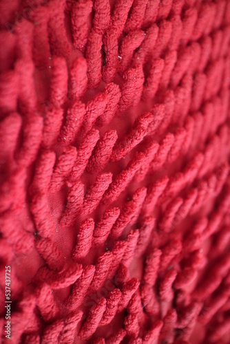 the unique texture of the red mat