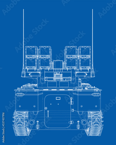 Military track missle system. Vector