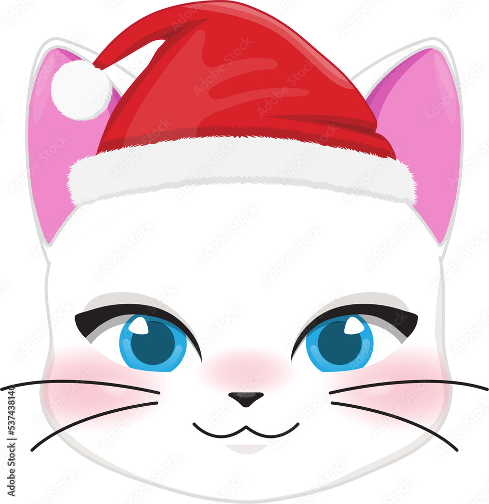 Christmas characters heads with Cute Cat cartoon characters for design