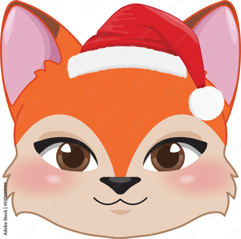 Christmas characters heads with Cute Fox cartoon characters for design