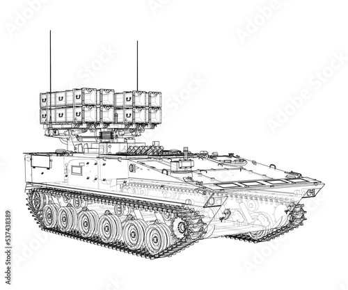 Military track missle system. Vector