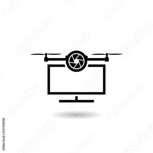 Drone monitor icon logo with shadow