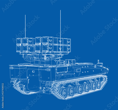 Military track missle system. Vector