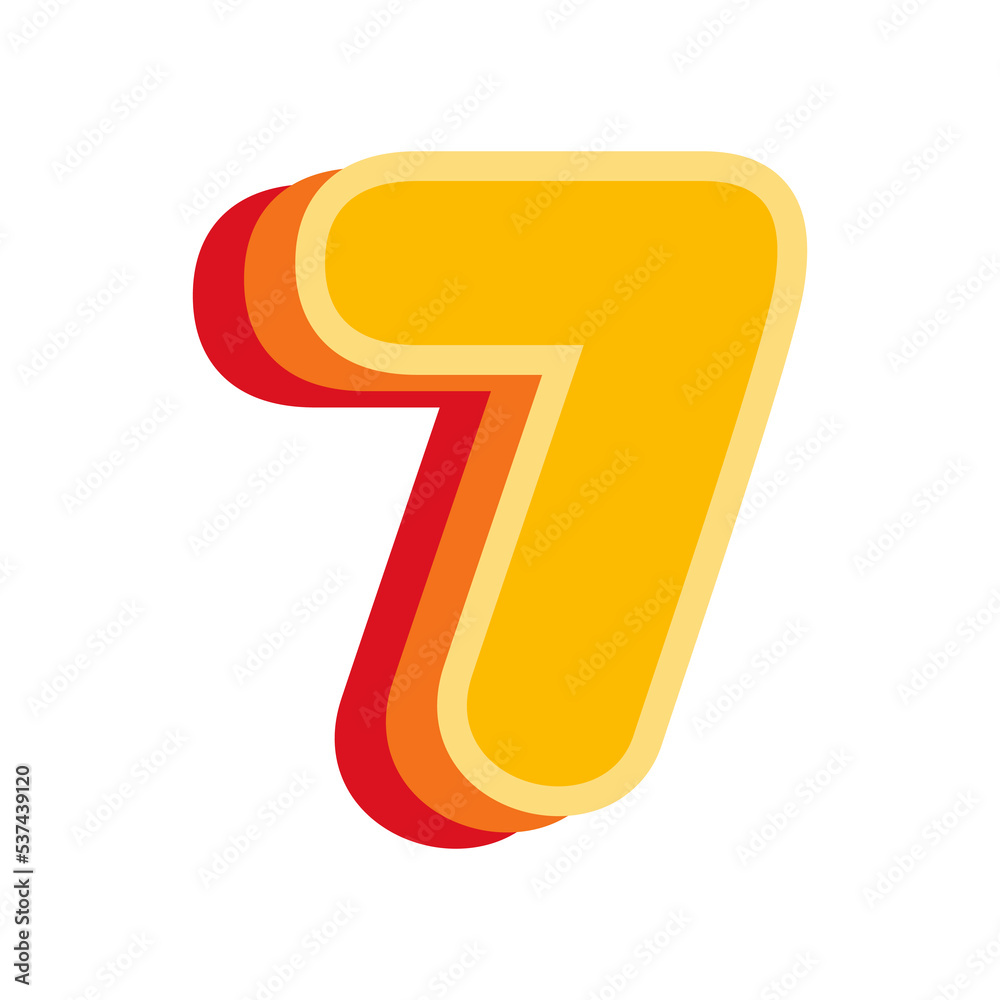 Number 7 Orange, vector illustration Number 7 Orange, vector illustration