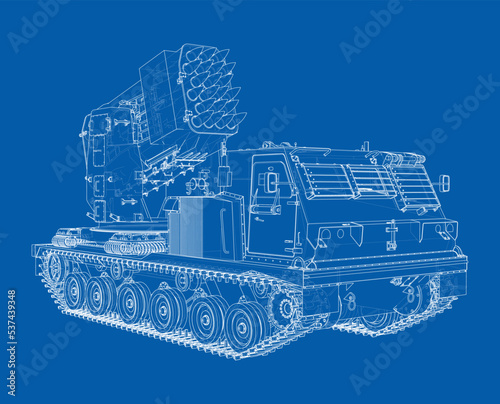 Military track missle system. Vector