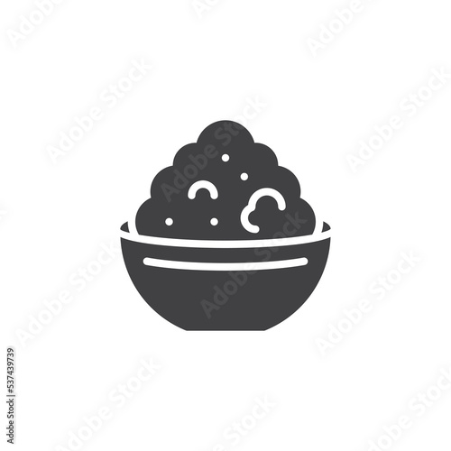 Cottage cheese bowl vector icon