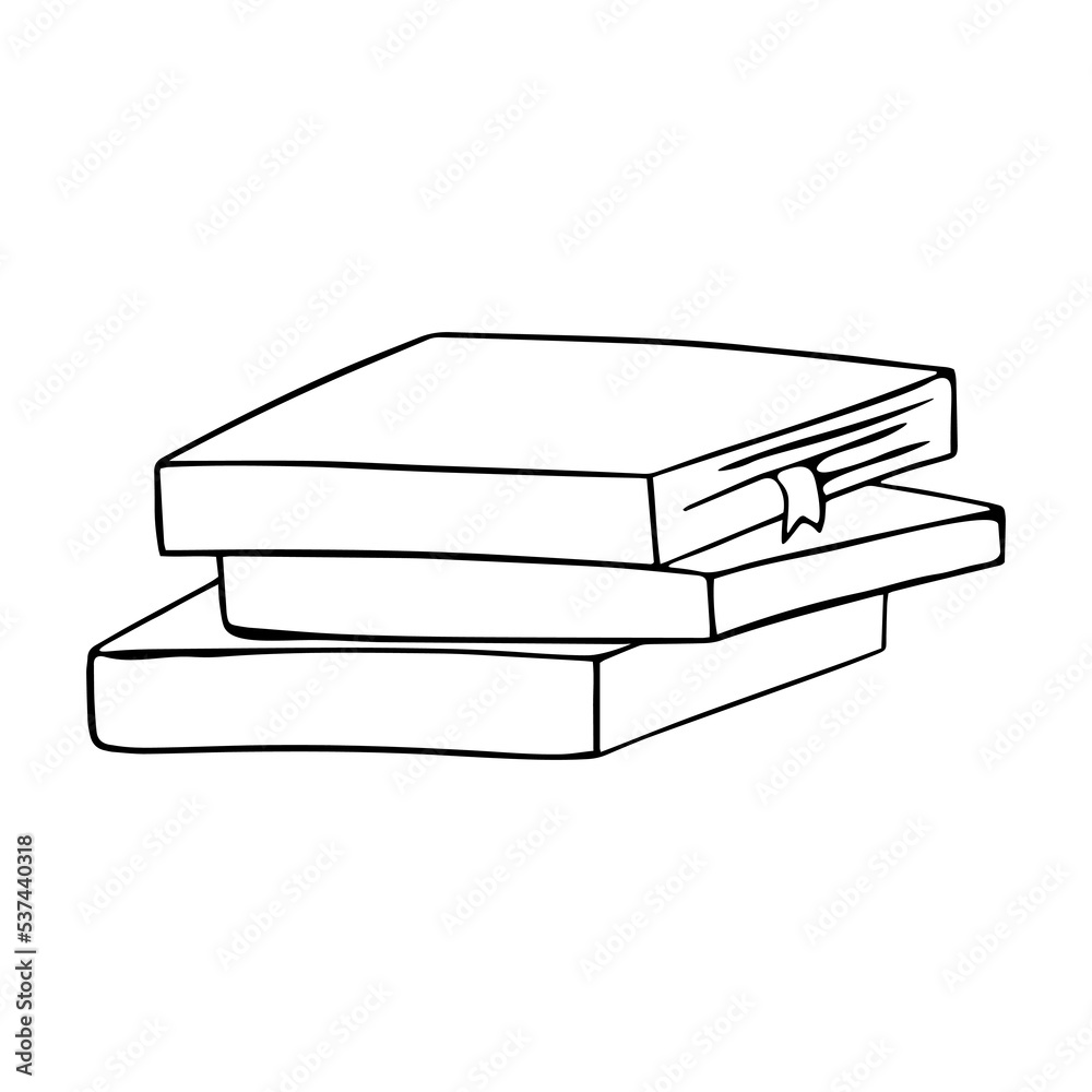 A stack of books in doodle style on a white background. Vector illustration A stack of books in doodle style on a white background. Vector illustration