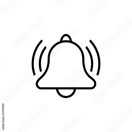 Black line Ringing bell line icon isolated on background