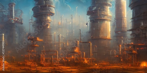 Industrial area, cities of the future. Illustration, concept art. #537441955