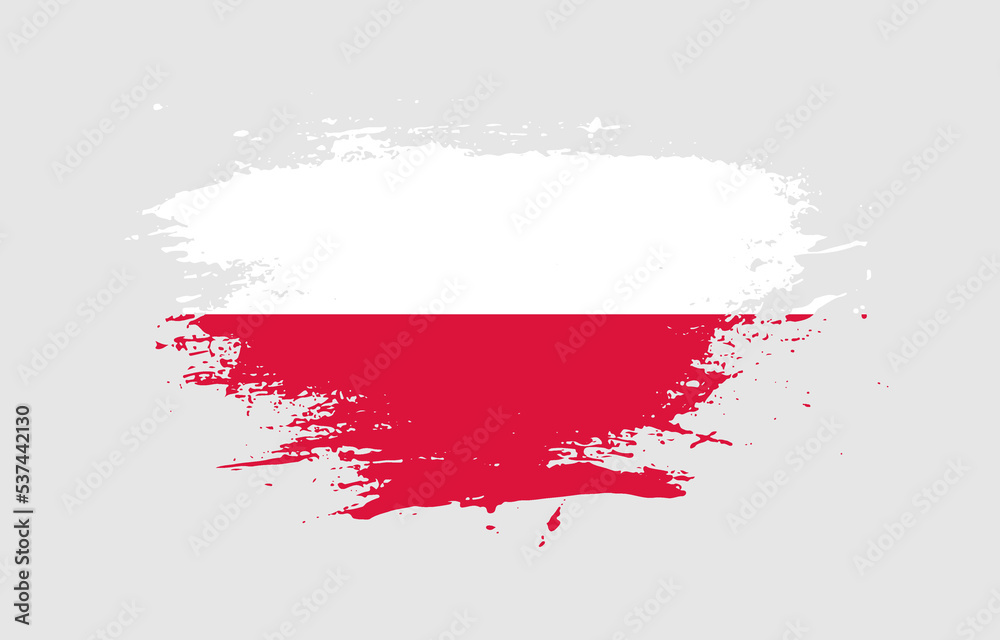 Grunge brush stroke with the national flag of Poland on a white isolated background Grunge brush stroke with the national flag of Poland on a white isolated background