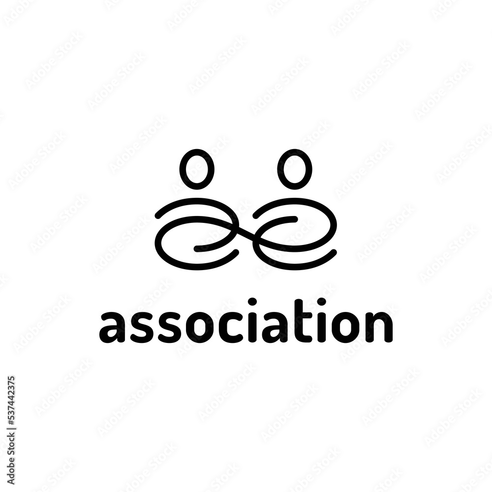 Vector human chain logo template. Creative team work illustration. Simple HR logotype with connected people sign