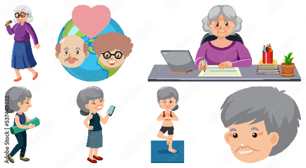 Collection of elderly people icons