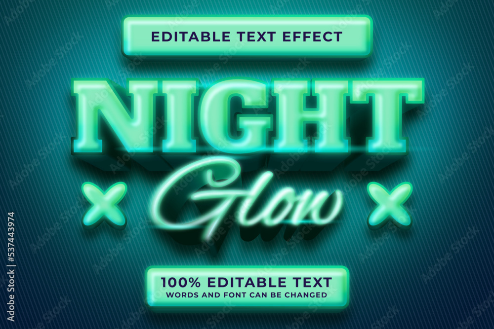 Modern shine night glow editable text effect