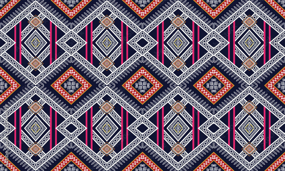 Geometric ethnic flower pattern for background,fabric,wrapping,clothing,wallpaper,Batik,carpet,embroidery style. Geometric ethnic flower pattern for background,fabric,wrapping,clothing,wallpaper,Batik,carpet,embroidery style.