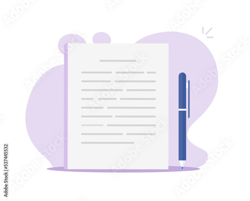 Writer content creation text document letter icon vector with pen pencil, author editor paper page or essay writing, diary or blog article copy, copywriting idea, education study or learning image