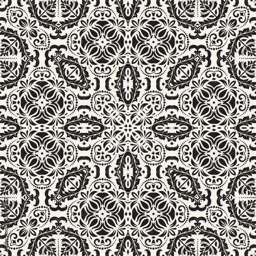 Classic seamless black pattern. Damask orient ornament. Classic vintage background. Orient ornament for fabric, wallpaper and packaging