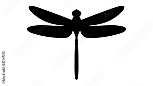 Dragonfly silhouette. Glyph icon of insect, simple shape of damselfly. Black vector illustration on white. Perfect for decoration, carving, design.