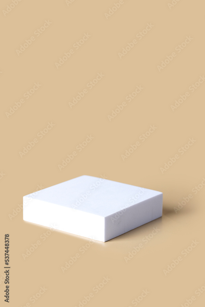 Abstract white the podium on beige background with shadow. Moke up and showplace for brand Abstract white the podium on beige background with shadow. Moke up and showplace for brand