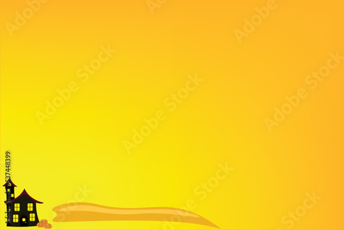 yellow tittle backgound gradation orange yellow with small cute house in the corner and yellow tittle space halloween presentation background small pumpkin