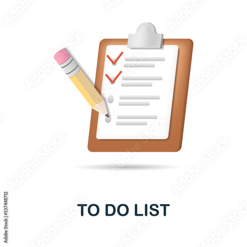 To Do List icon. 3d illustration from project development collection. Creative To Do List 3d icon for web design, templates, infographics and more