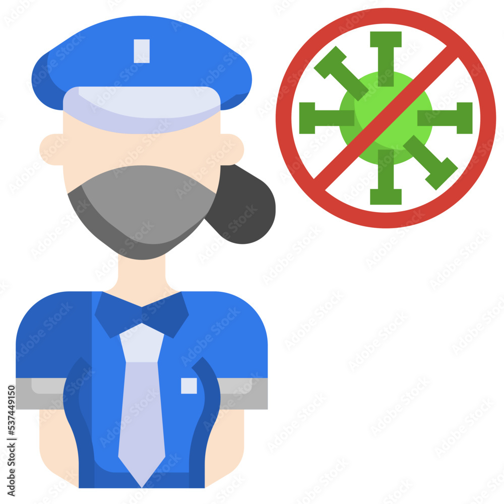 People with Mask_policewoman line icon,linear,outline,graphic,illustration