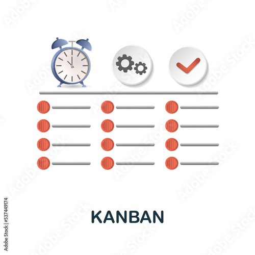 Kanban icon. 3d illustration from project development collection. Creative Kanban 3d icon for web design, templates, infographics and more photo