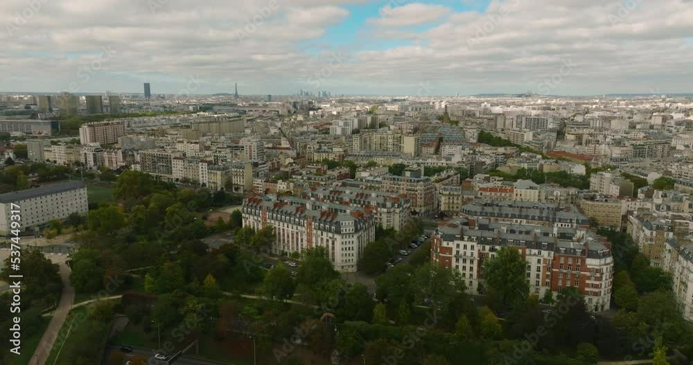 France, Paris aerial view, drone shot, aerial view flying above buildings. France, Paris aerial view, drone shot, aerial view flying above buildings.
