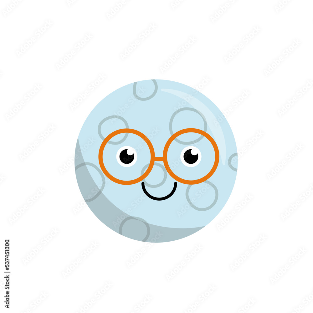 Moon. Earth satellite. Cartoon. Flat, cartoon, vector