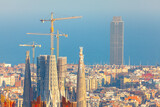 Barcelona city panorama . Magnificent view of Barcelona cityscape and cathedral 