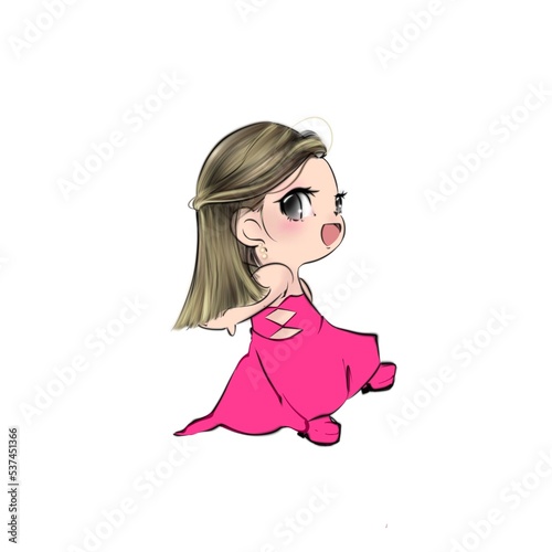 Cute girl illustration in pink outfit