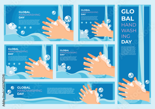 hand washing day icon. with pictures of water, soap, cleaning. Cleanliness concept. Vector illustration can be used for health care, skin care, hygiene.