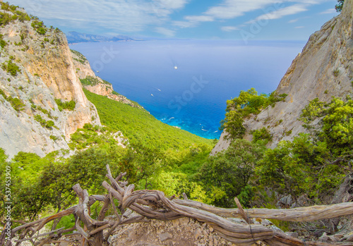 Cala Mariolu in Sardegna, Italy (Italy) - The famous touristic attraction in wild east coast of Sardinia island, Orosei gulf in the Baunei municipal, with wonderful beach, sea and trekking path.