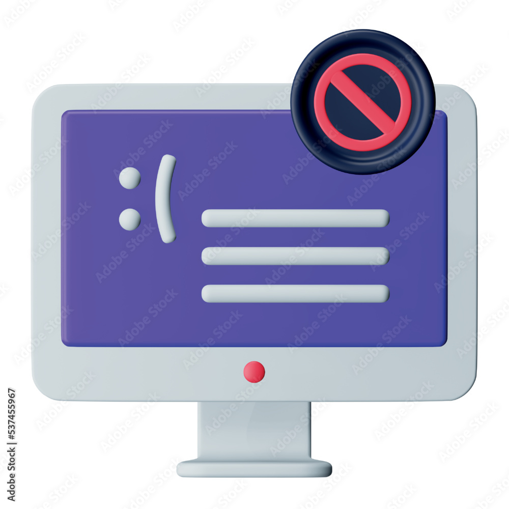 Blue screen error 3d rendering isometric icon. Blue screen error 3d rendering isometric icon.