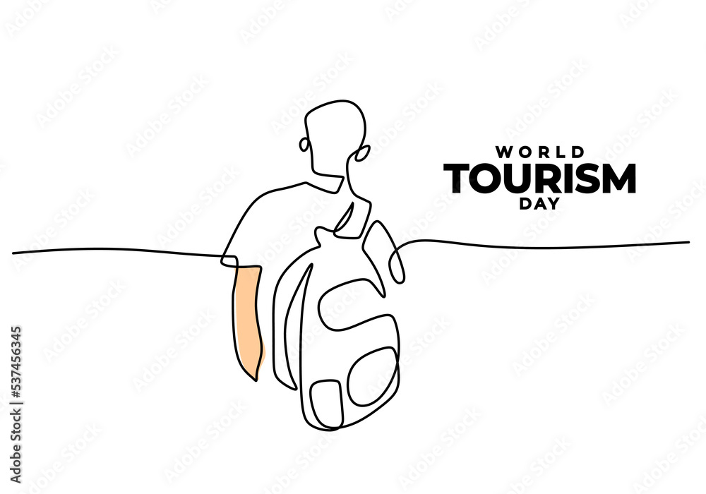Obraz premium One continuous single line of world tourism day with man vacation.