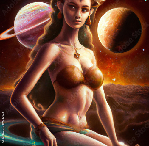 women looking at the universe