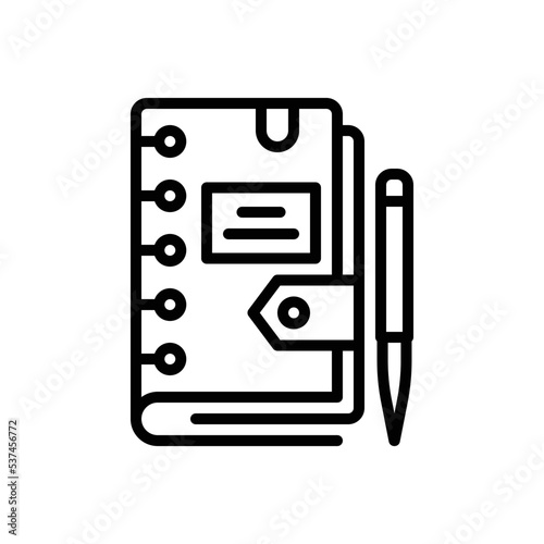 Black line icon for diary