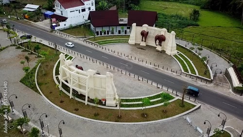 Aerial view of KEMBANG LIMUS GATE  As access to Borobudur temple - Magelang, Indonesia photo