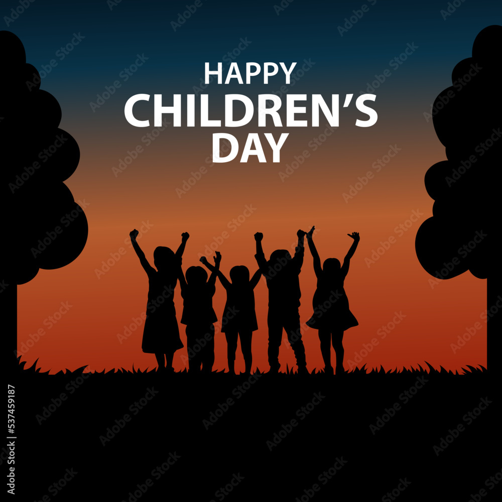 the Universal Children's Day. Silhouette the Universal Children's Day. Silhouette