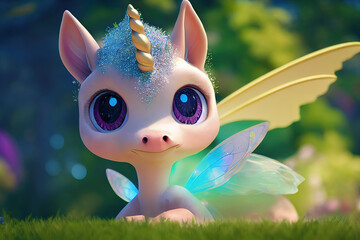 Wandcirkels Eenhoorn Rainbow Baby Unicorn. Adorable Cute Animal Characters. Fantasy Backdrop Concept Art Realistic Illustration Video Game Background Digital Painting CG Artwork Scenery Artwork Serious Book Illustration   © info@nextmars.com