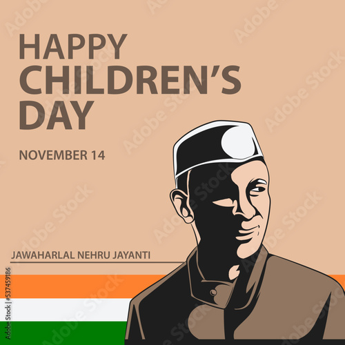 Illustration of Jawaharlal Nehru. children's day of India celebration on 14th november photo