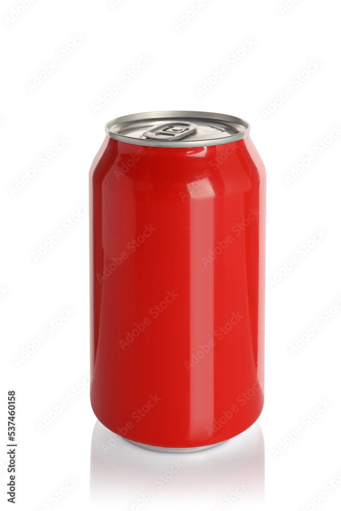 Red aluminum can with drink isolated on white Red aluminum can with drink isolated on white