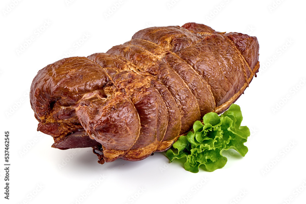 Smoked pork meat, isolated on white background. Smoked pork meat, isolated on white background.