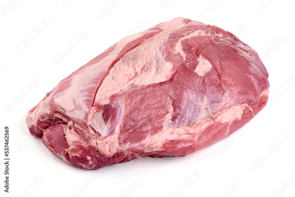Raw ham part, pork gammon cuts, isolated on white background. Raw ham part, pork gammon cuts, isolated on white background.